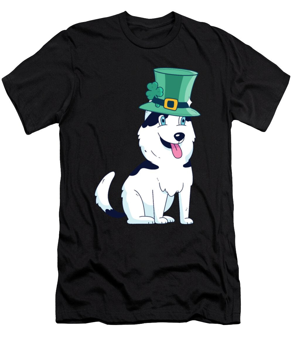 Siberian Husky Dog St Patricks Day Irish Hat Tinh Tran Le Thanh T-Shirt