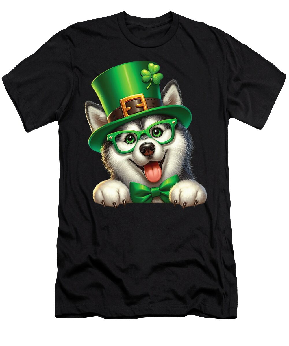 Siberian Husky Dog St Patricks Day Irish Natalie Lidford T-Shirt