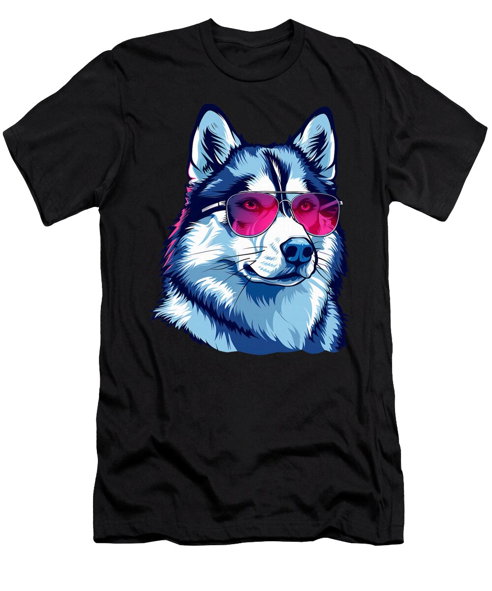Siberian Husky Dog Sunglasses Funny Yah Lishr T-Shirt