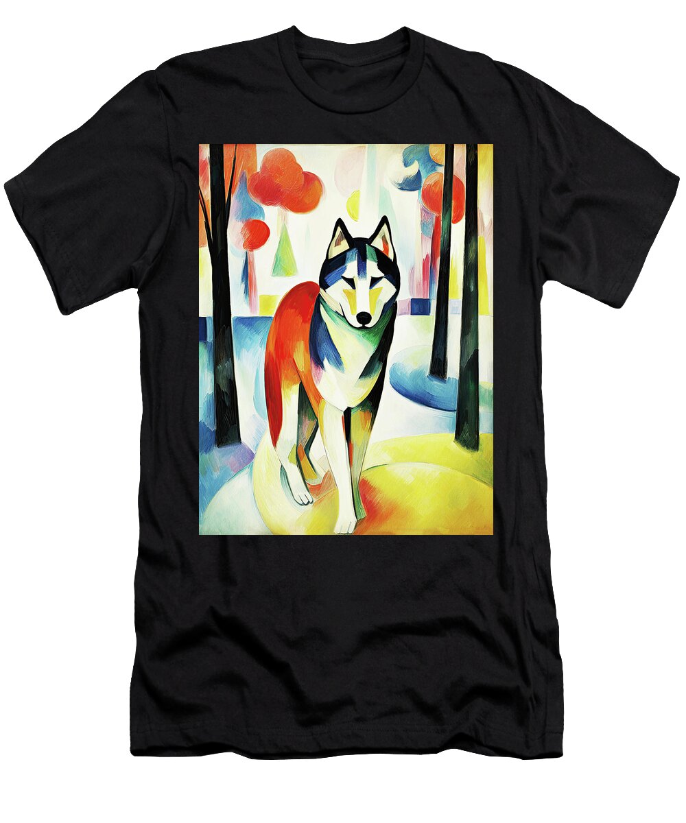 Siberian Husky Dog Walking in the Park 03 Madeleine Macke Madeleine Macke T-Shirt