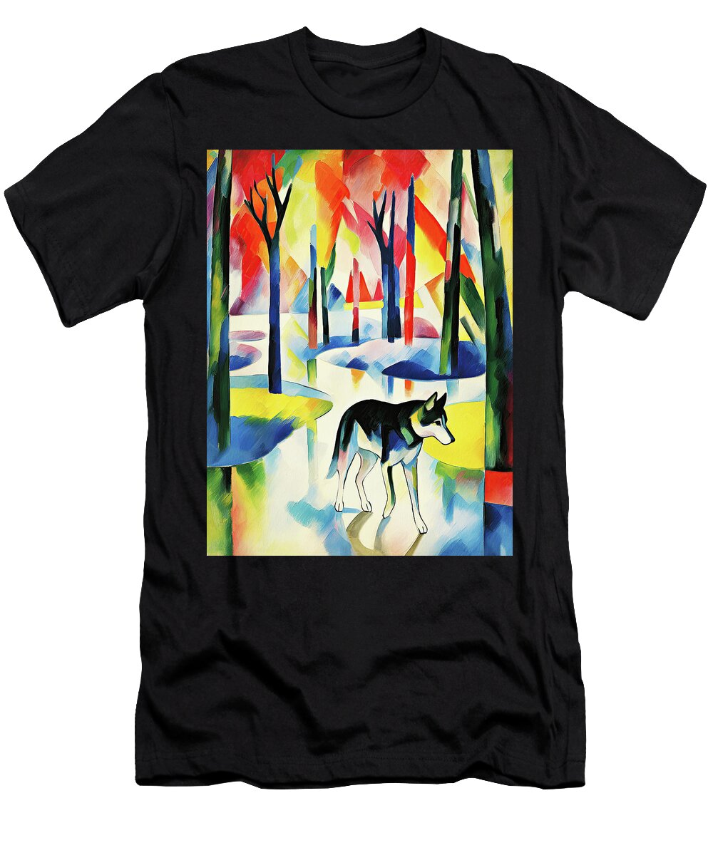 Siberian Husky Dog Walking in the Park 04 Madeleine Macke Madeleine Macke T-Shirt