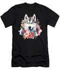 Siberian Husky Dog Watercolor Floral Heidi Joyce T-Shirt
