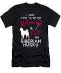 Siberian Husky Dog Wine Lover Owner Xmas Birthday Gift Premium Th T-Shirt