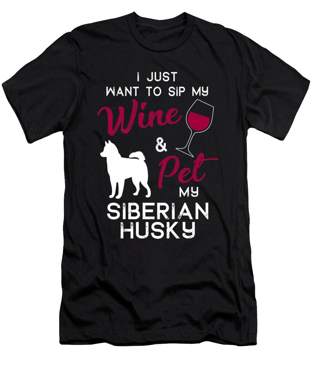 Siberian Husky Dog Wine Lover Owner Xmas Birthday Gift Premium Th T-Shirt