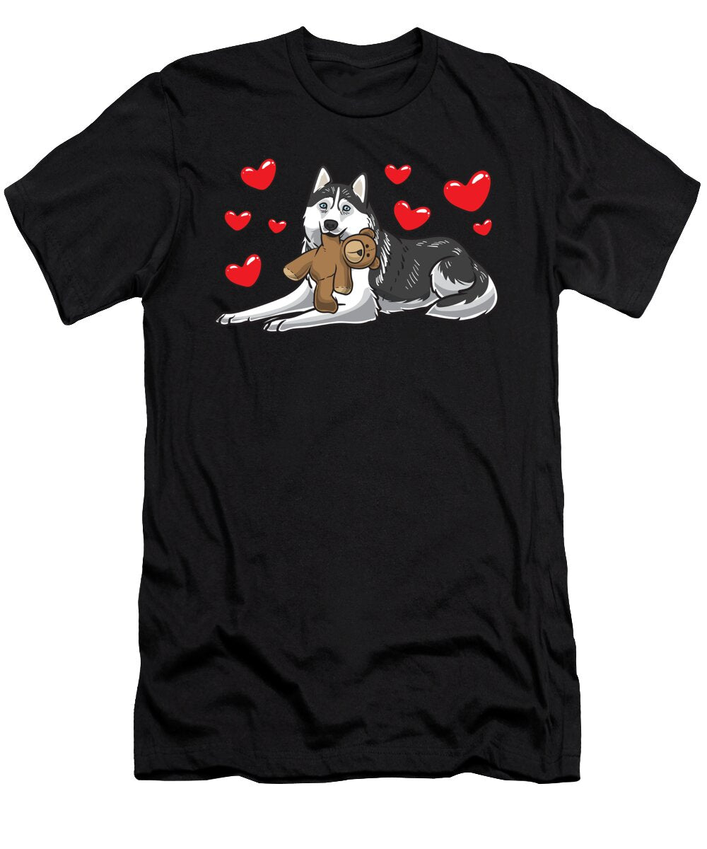 Siberian Husky Dog with Stuffed Animal Zimstarus T-Shirt