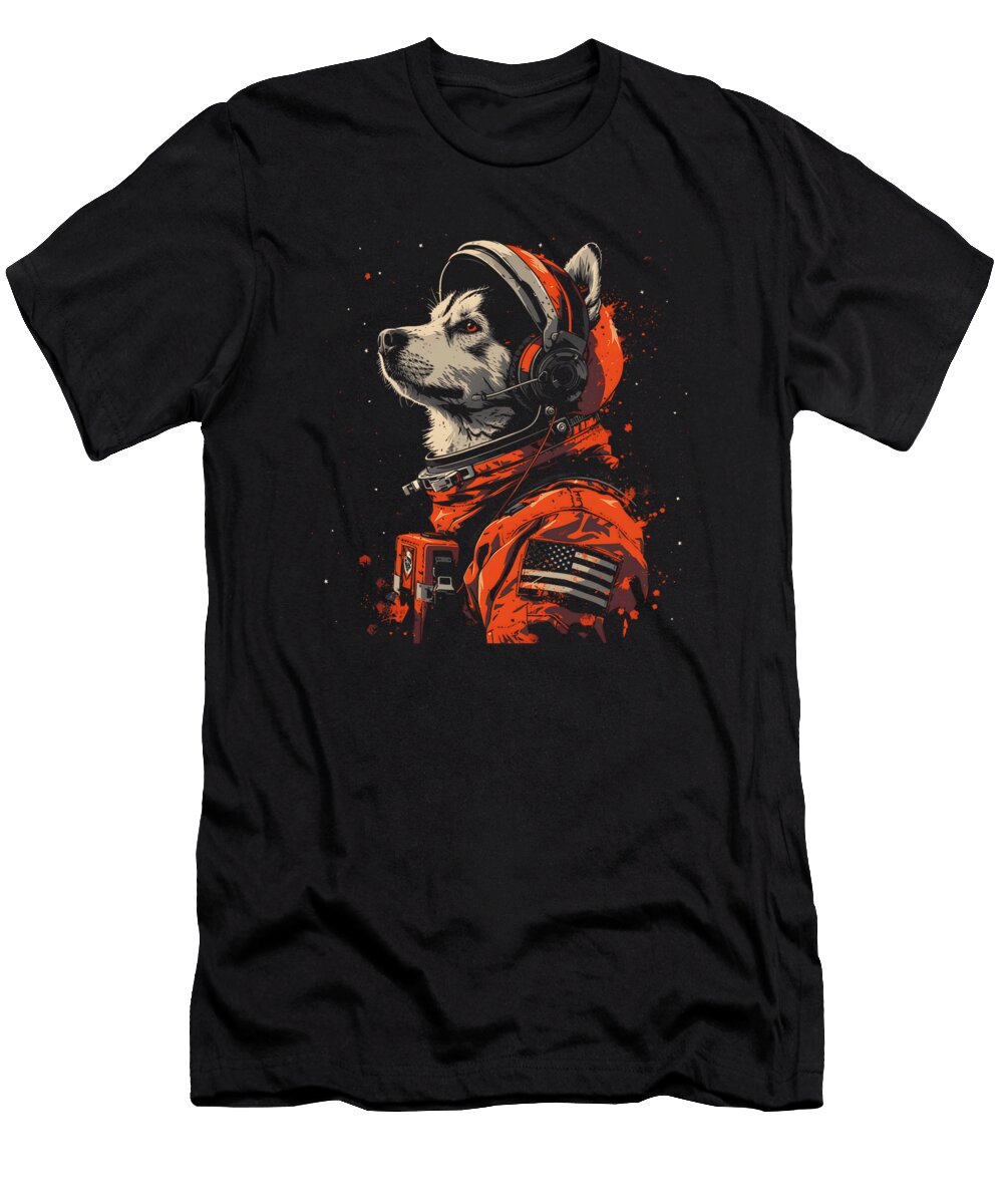 Siberian Husky Lovers Dog Astronaut in the Space Natalie Lidford T-Shirt