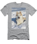 Siberian Husky Lying in Snow Illinois Lynn M Stone Natureplcom T-Shirt