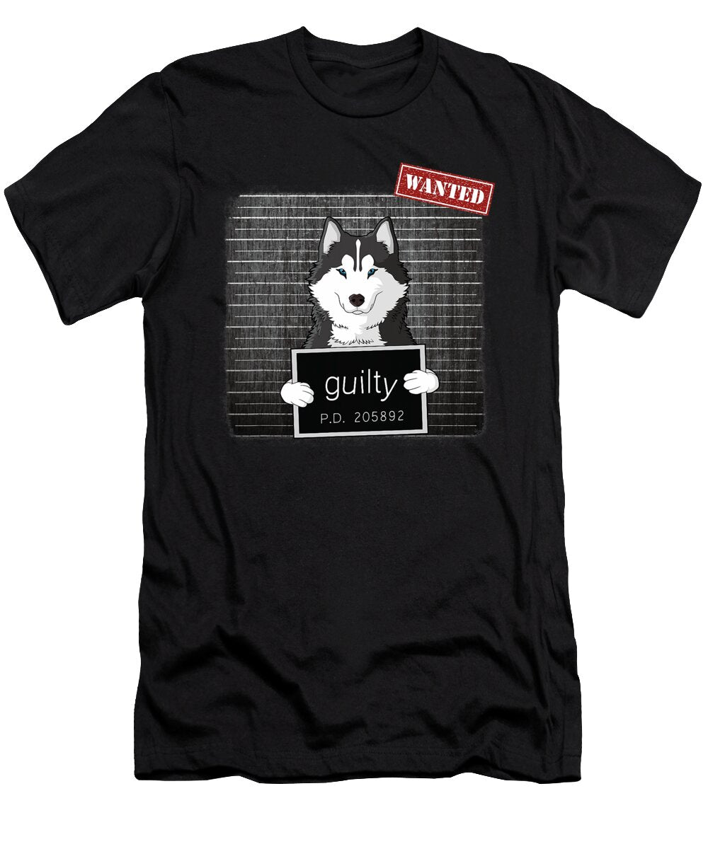 Siberian Husky Mug Shot Guilty Dog Funny Zyneu Gangd T-Shirt