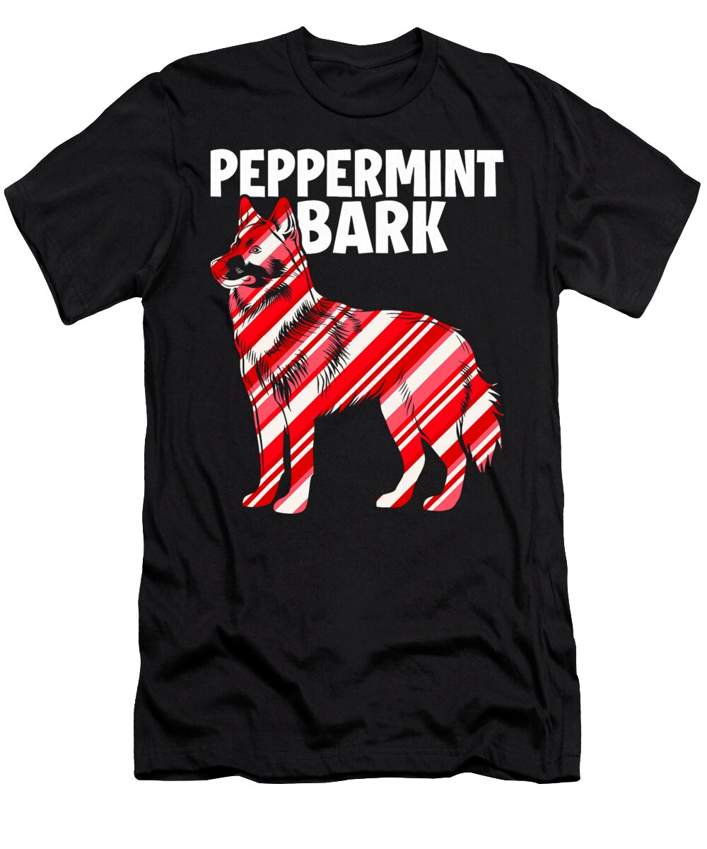 Siberian Husky Peppermint Bark Christmas Dog Natalie Lidford T-Shirt