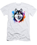 Siberian Husky Rainbow Watercolor Portrait Dog Lover Husky Gift Kevin Garbes T-Shirt