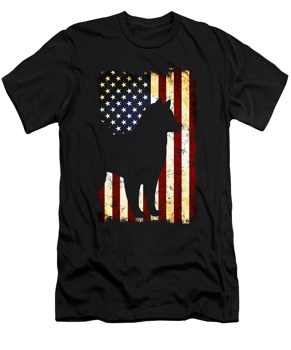 Siberian Husky Silhouette American Flag Wowshirt T-Shirt
