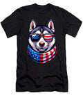 Siberian Husky USA Flag Sunglasses 4th of July Yah Lishr T-Shirt