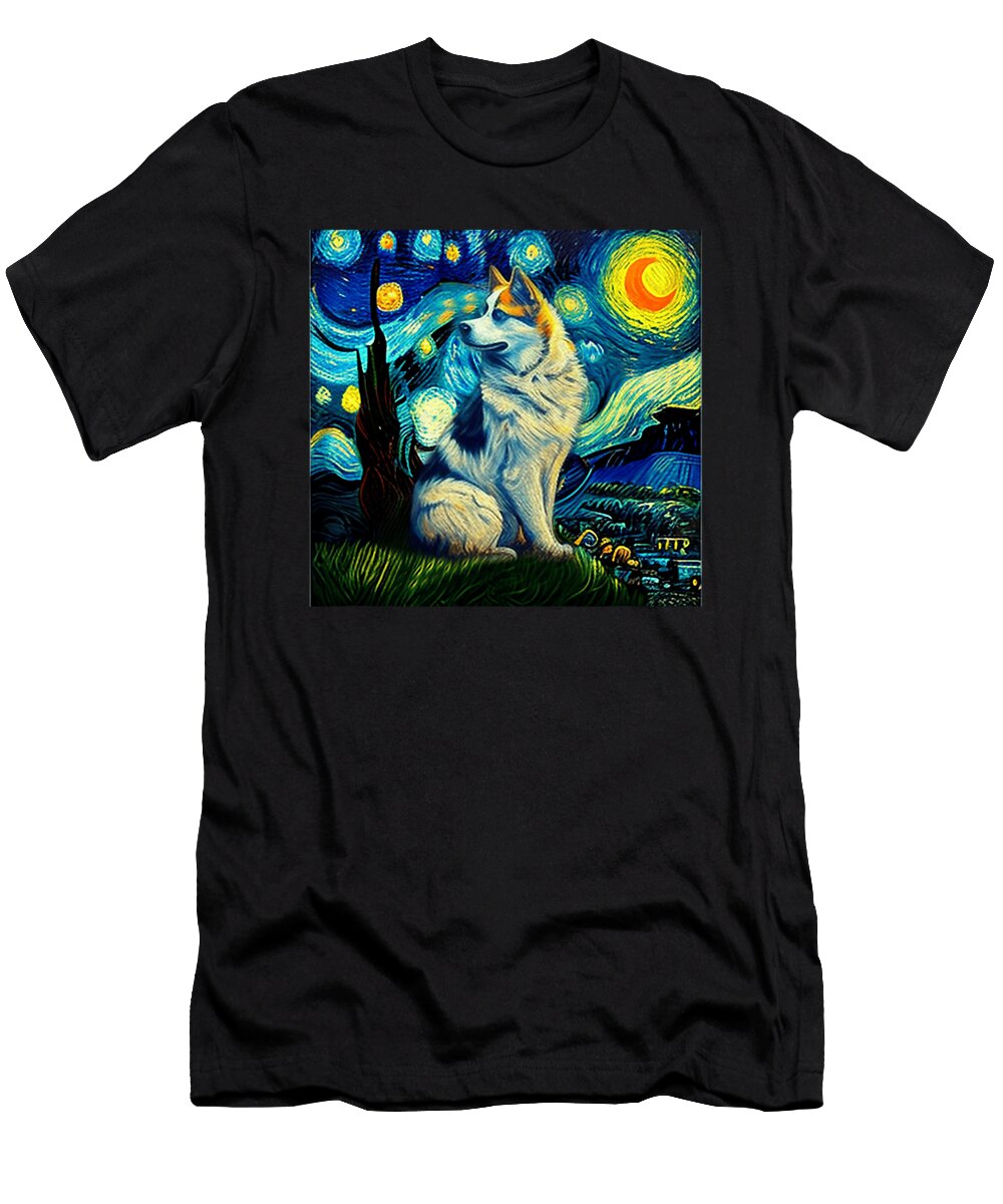 Siberian Husky Van Gogh Starry Night Dogs Cute Zyneu Gangd T-Shirt
