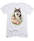Siberian Husky with Floral Wreath Erzebet S T-Shirt
