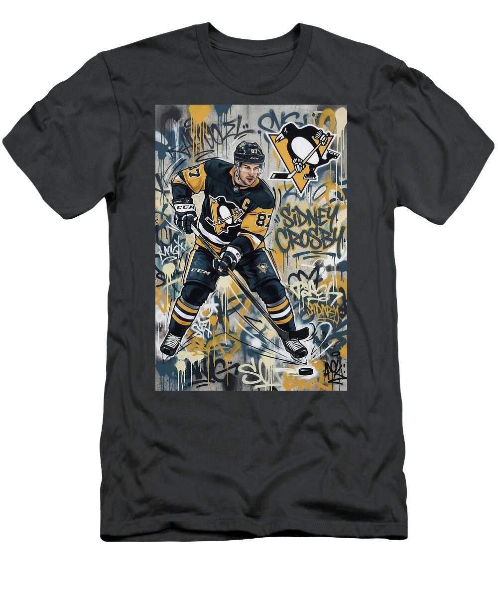 Sidney Crosby Pittsburgh Penguins Graffiti Poster Hockey Player NFL Sampadart Gallery T-Shirt