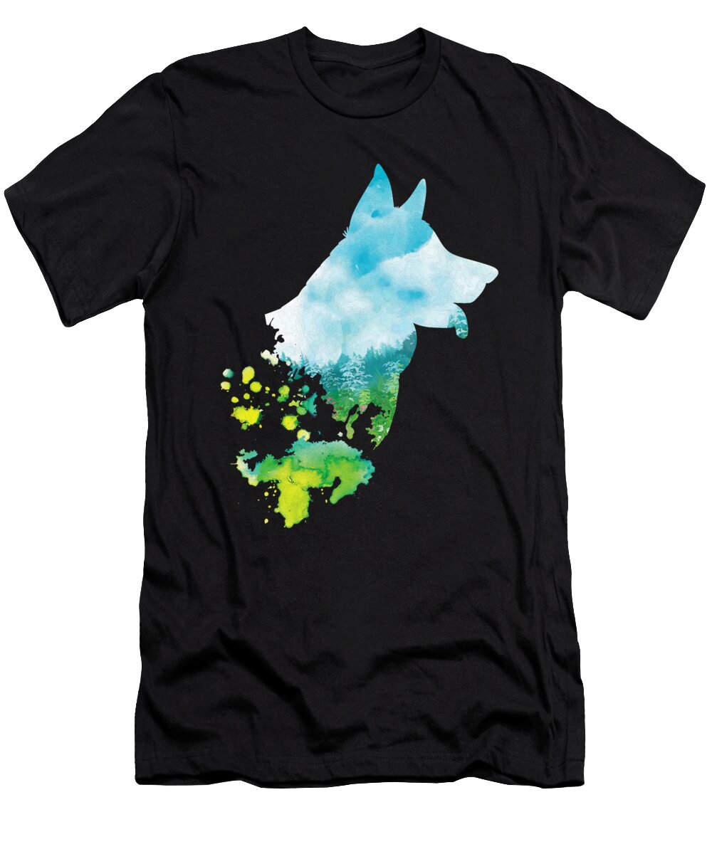Silhouette Siberian Husky Dog Lover Animal Pet Natalie Lidford T-Shirt