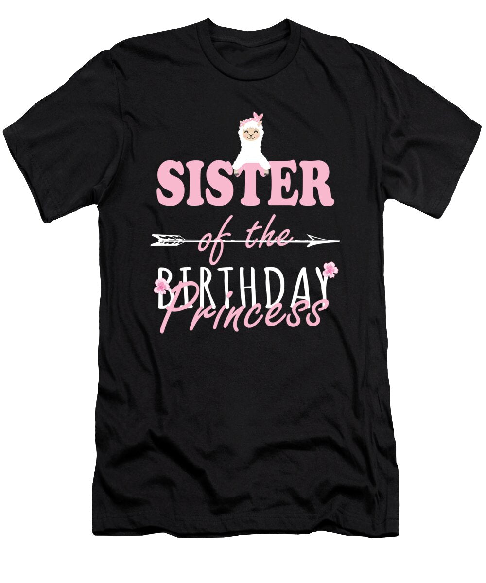 Sister of the Birthday Princess Llamazing Girl Llama Party Print Art Grabitees T-Shirt