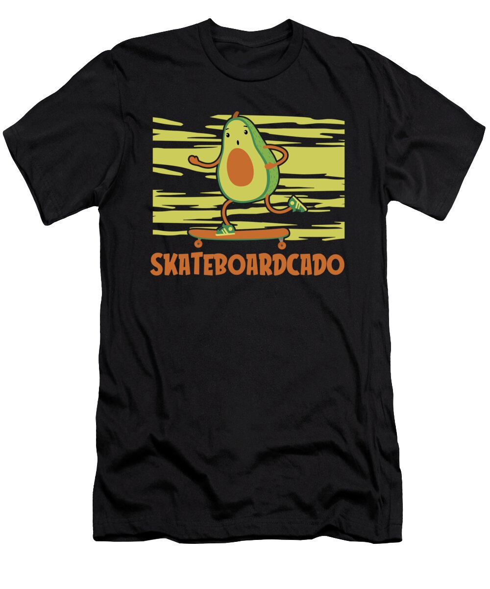 Skateboard Avocado Skateboarder Skateboarding Skater Crazy Squirrel T-Shirt