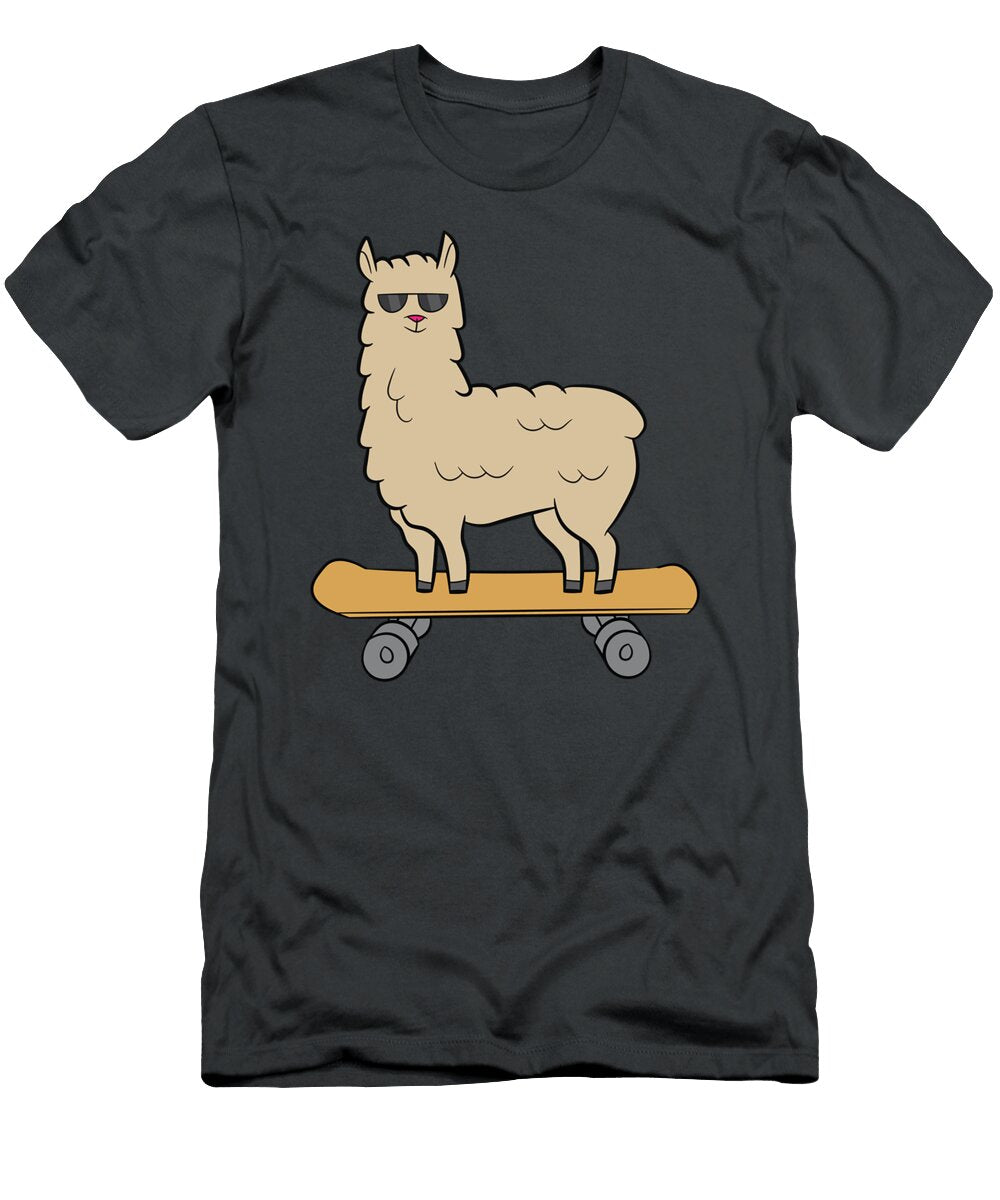 Skateboarding Llama Alpaca Skateboard Llama Teddi Lexiann T-Shirt