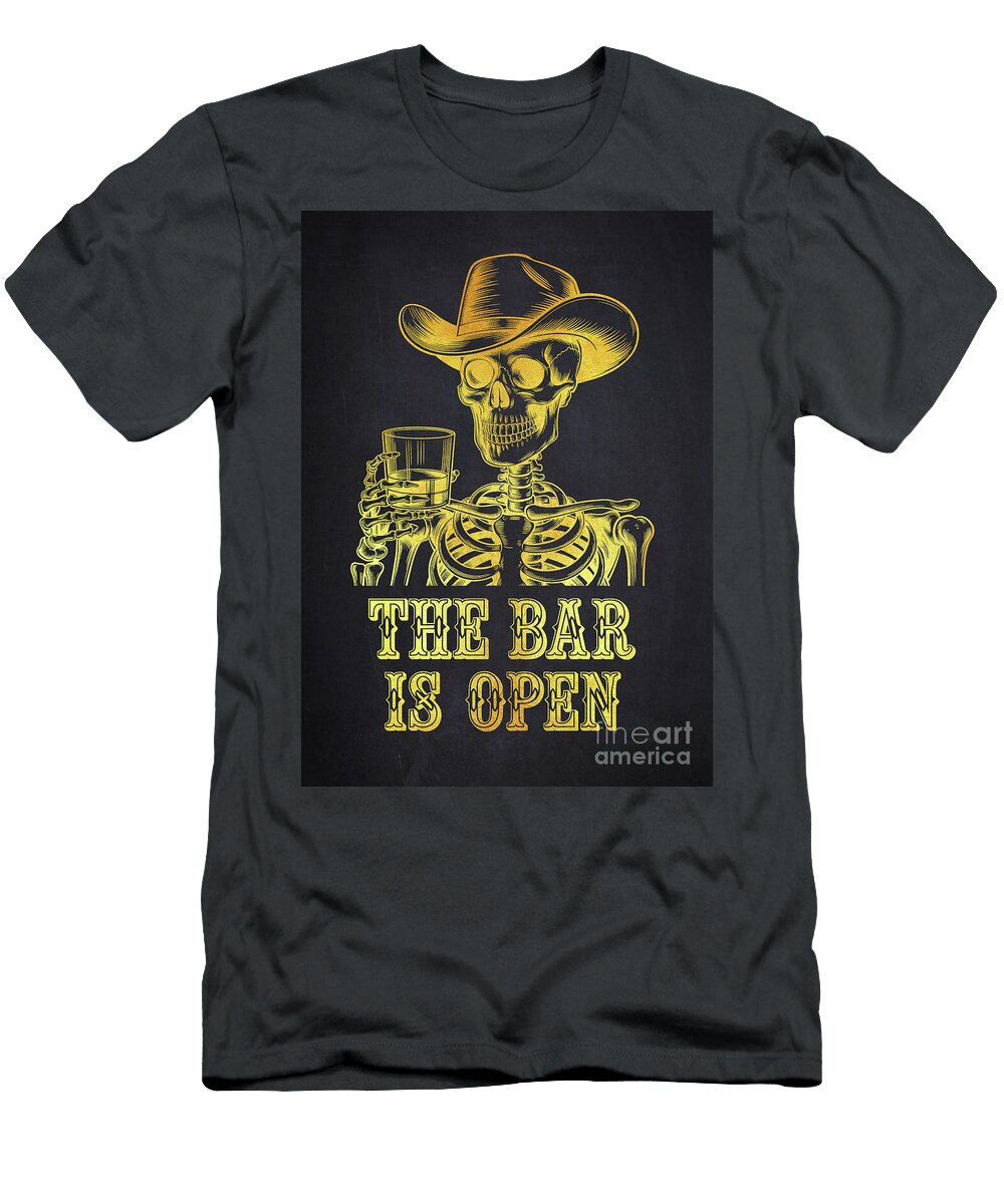 Skeleton Cowboy Cheers Aged Pixel T-Shirt