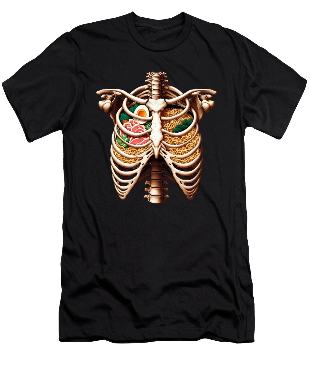 Skeleton Ramen Noodle Lover Japanese Food Job T-Shirt