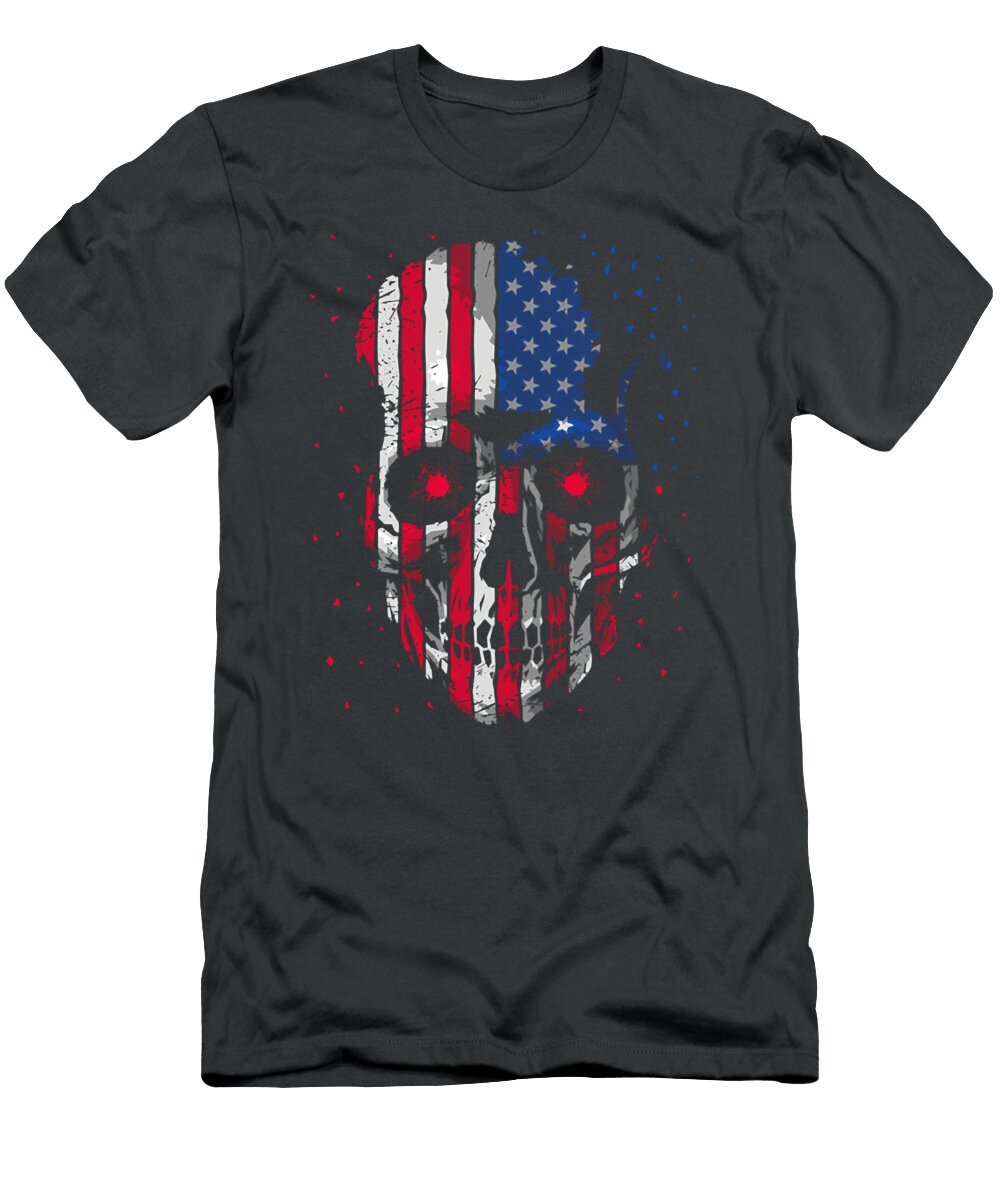 Skull Flag USA 7oox7 Khoan Cuu Do T-Shirt