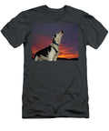 Sled Dog Howling At Sunset Animal Images T-Shirt