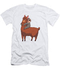 Sleepy Sloth Hugging Llama Cute and Funny Animal Art Designs T-Shirt