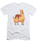 Sleepy Sloth Sleeping on Llama Cute and Funny Animal Art Designs T-Shirt
