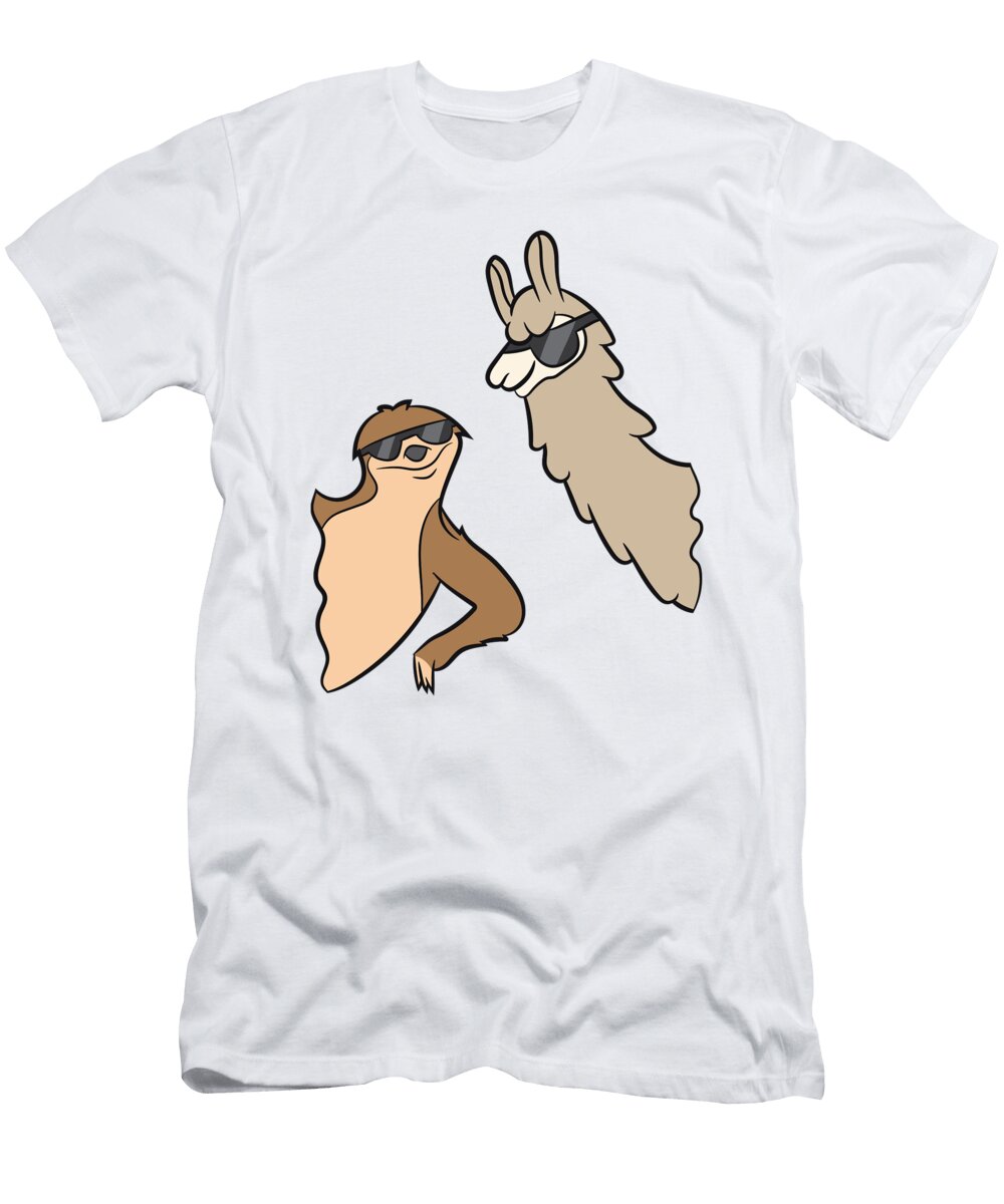 Sloth and Llama with Sunglasses Love Sloths and Alpacas Eq Designs T-Shirt