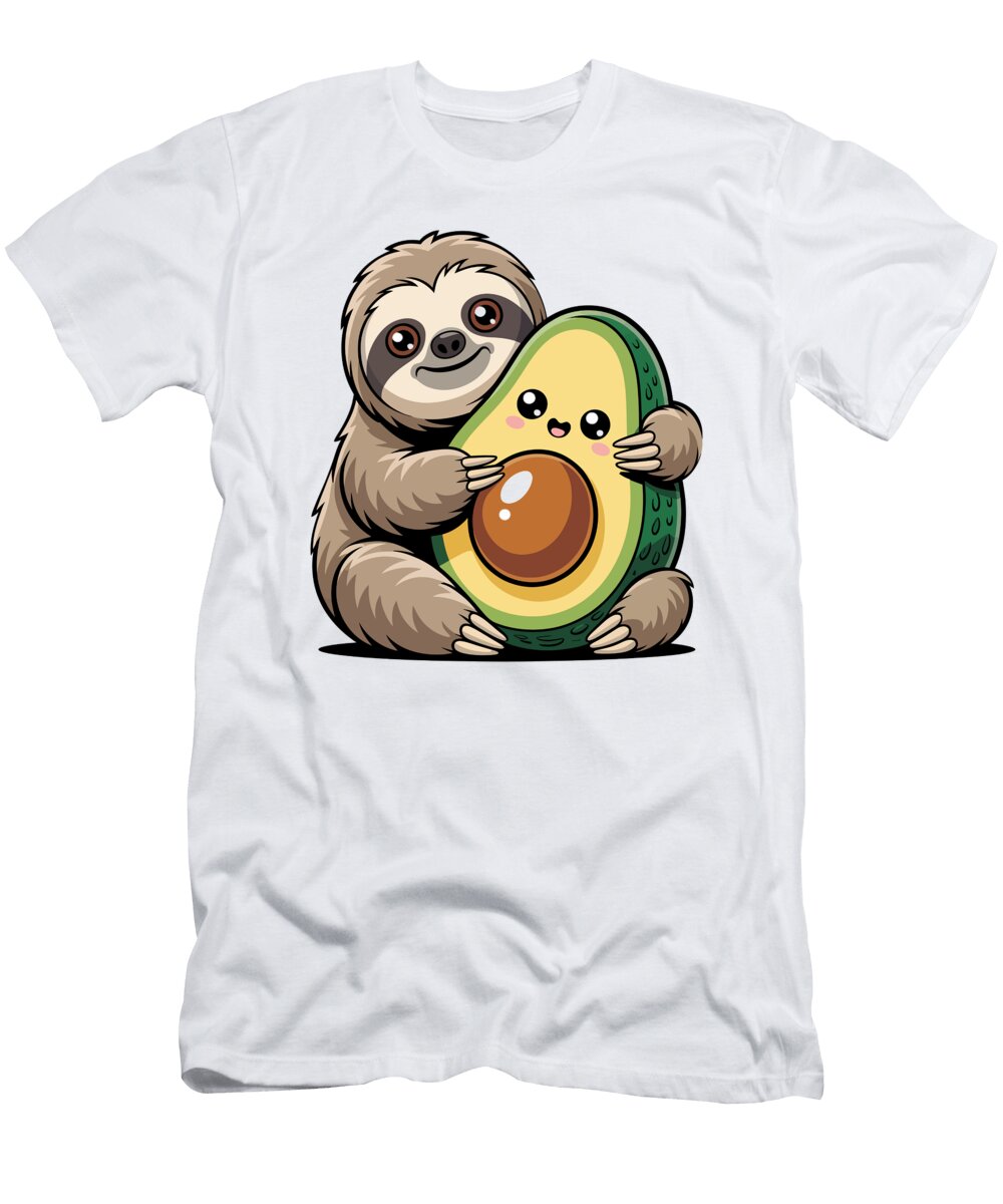 Sloth Hugging a Cute Avocado Joanna Redesiuk T-Shirt