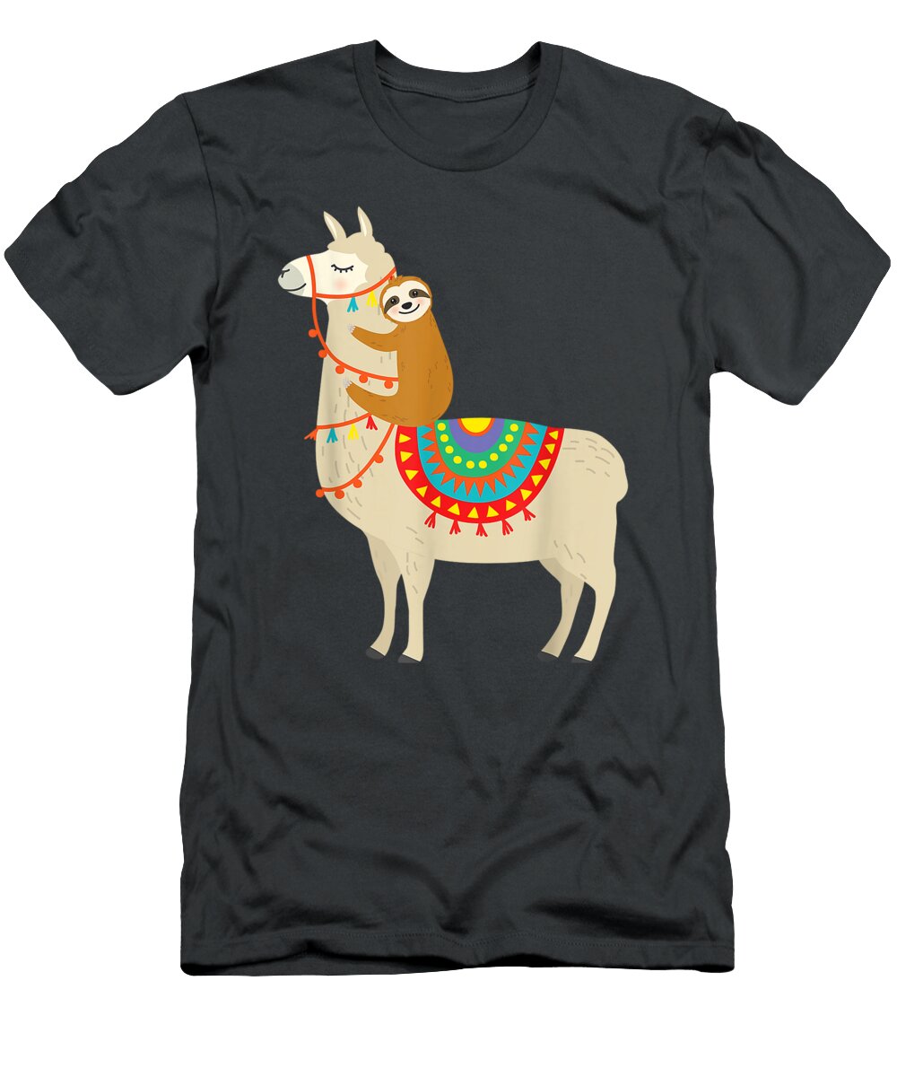 Sloth Riding Llama Unisex Idea Alpaca Lovers Emilem Rhett T-Shirt