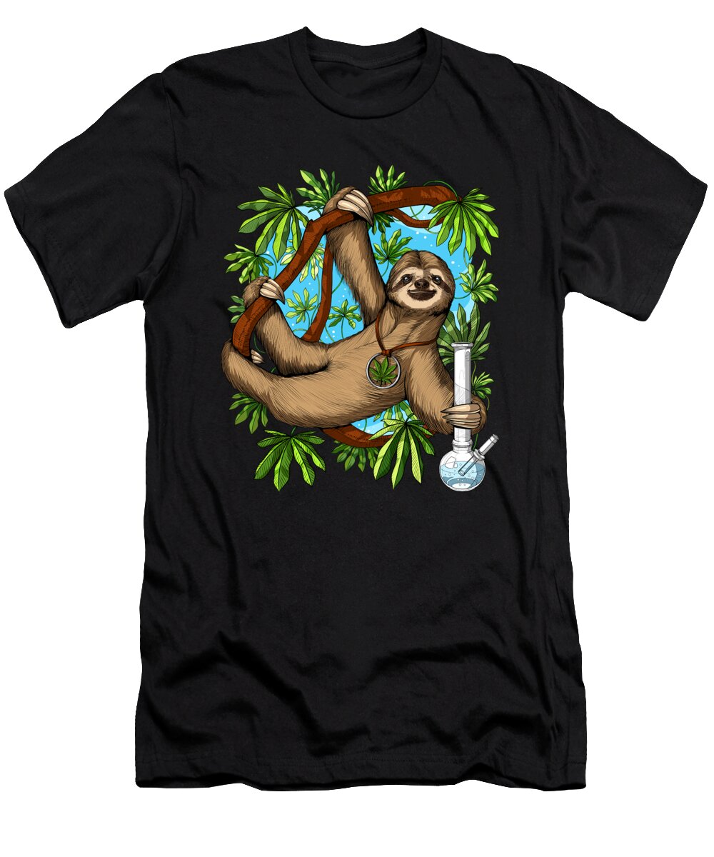 Sloth Smoking Weed Nikolay Todorov T-Shirt