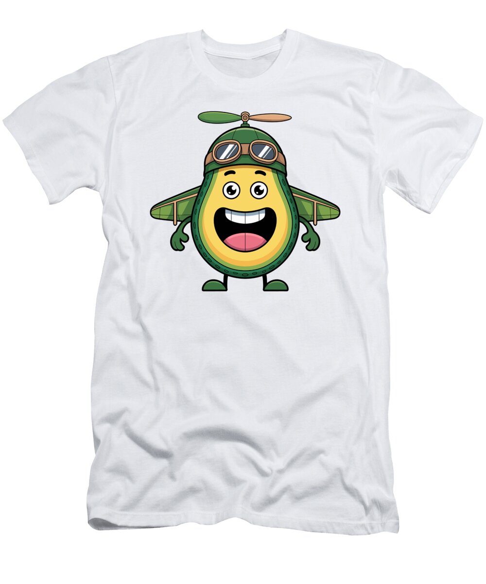 Smiling Avocado Airplane Character Joanna Redesiuk T-Shirt