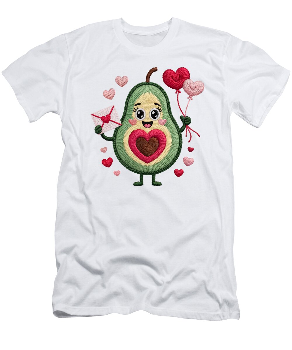 Smiling Avocado with Hearts Joanna Redesiuk T-Shirt