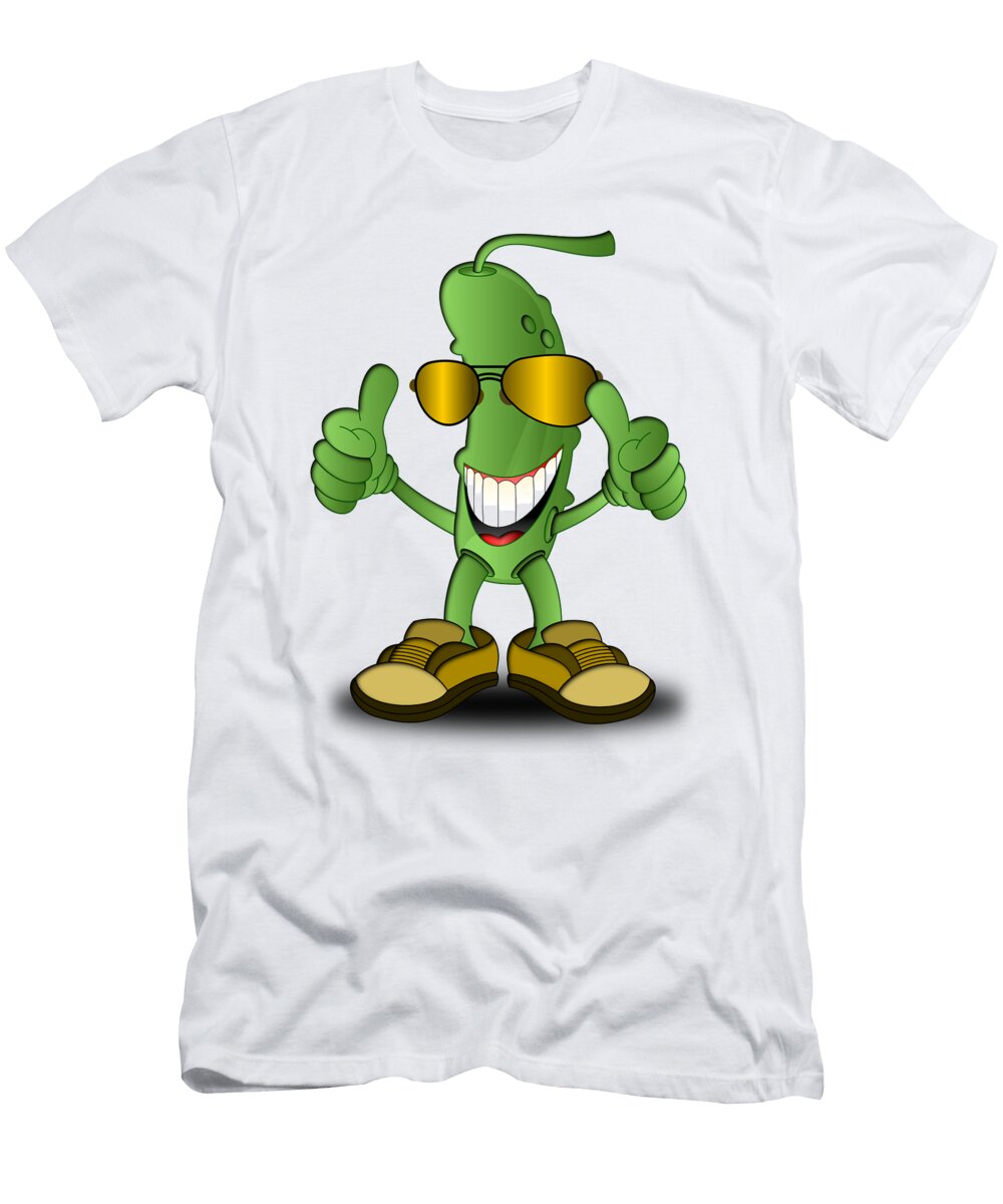 Smiling Pickle Cartoon Character Brian Swanke T-Shirt