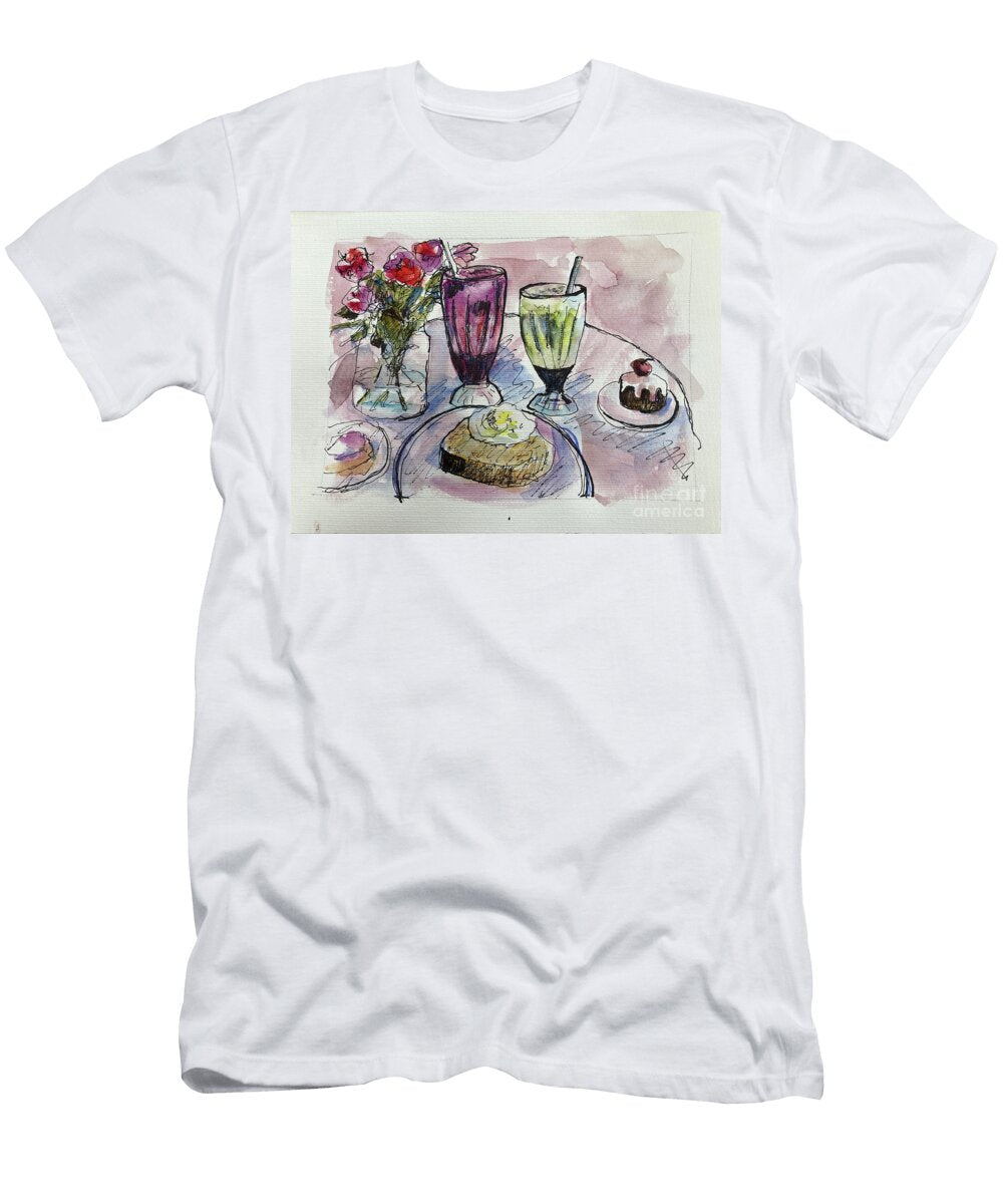 Smoothies At the Dessert Table Ink and Watercolor Drawing Rebecca Marie Jaynes T-Shirt