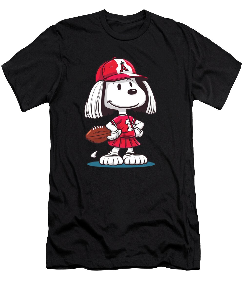 Snoopy Vs Los Angeles Angels Lineman Laughing Luck Cecils Willis T-Shirt