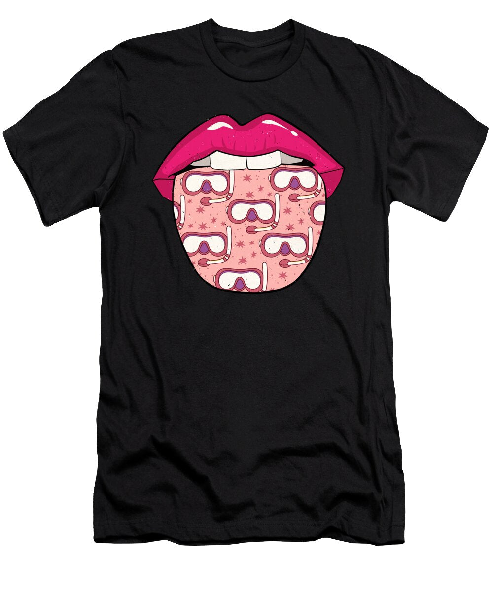 Snorkel Lips Diver Diving Snorkeling Crazy Squirrel T-Shirt