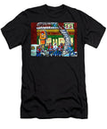 Snowy Staircase Street Hockeey Original Montreal Paintings for Sale Sthubert Bbq Winter Scene Art Carole Spandau T-Shirt