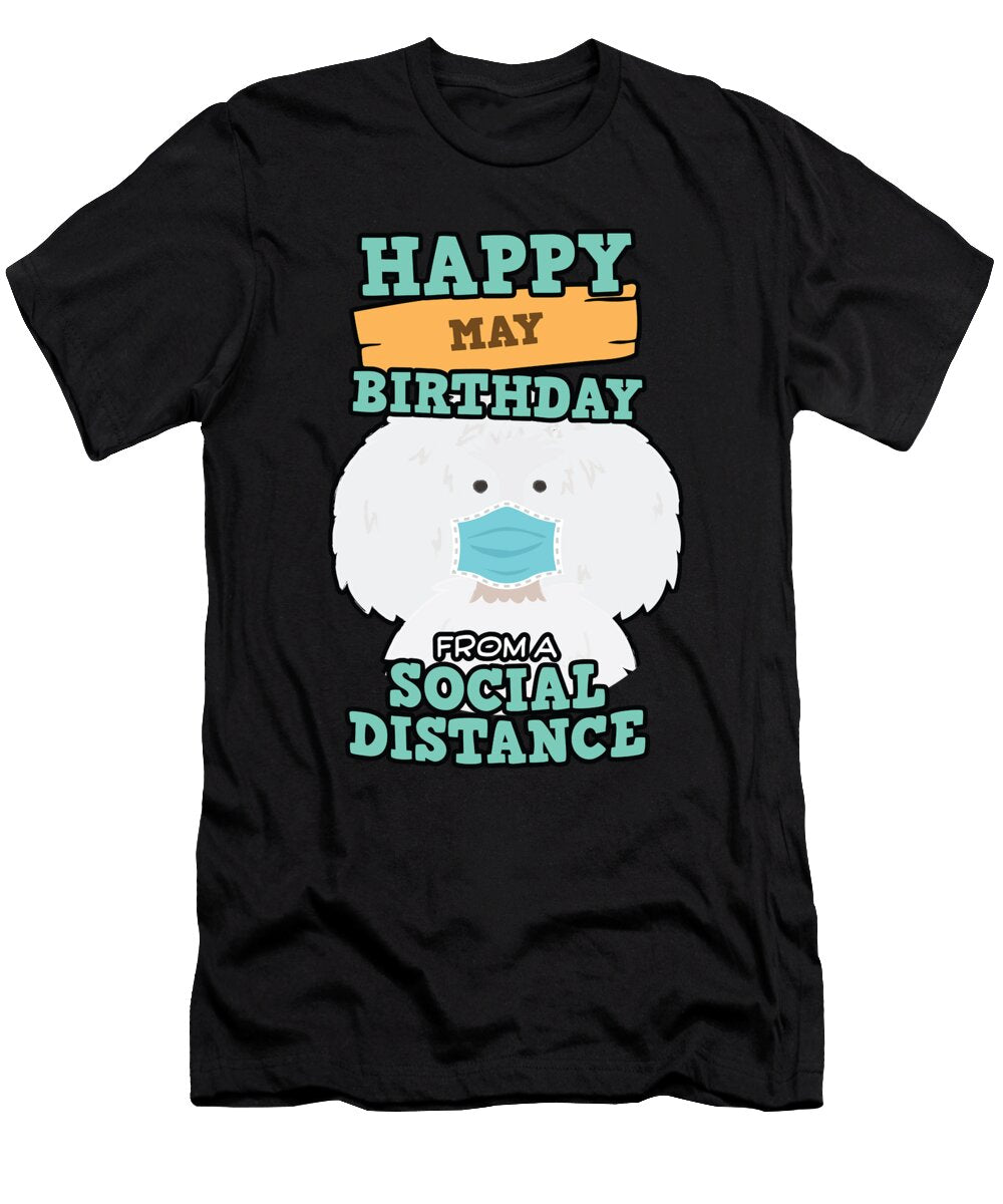 Social Distancing Gift Happy May Birthday From a Poodle Social Distance Orange Pieces T-Shirt