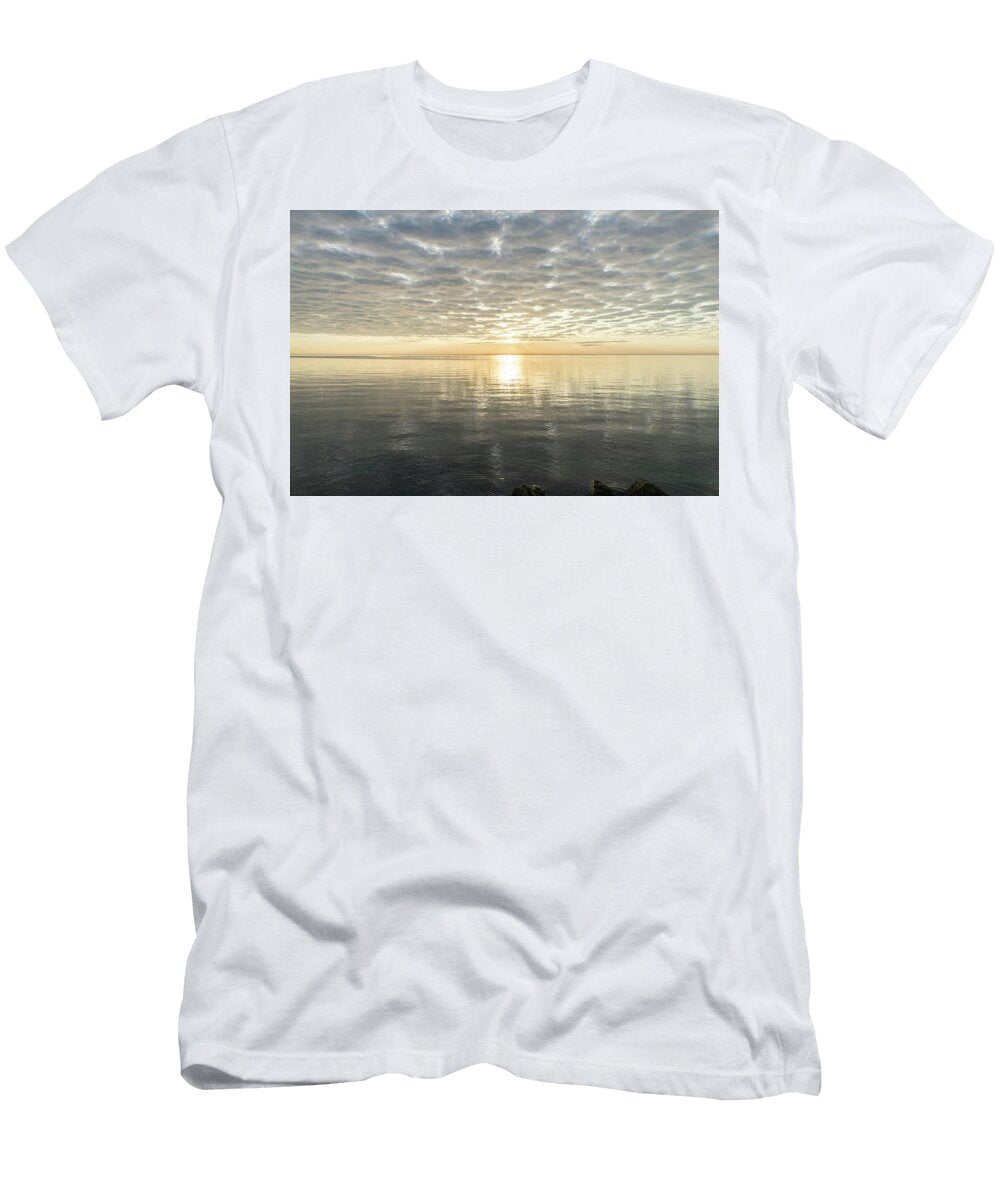 Soft Platinum Sunlight with Clouds and Ripples Echoing Patterns Georgia Mizuleva T-Shirt