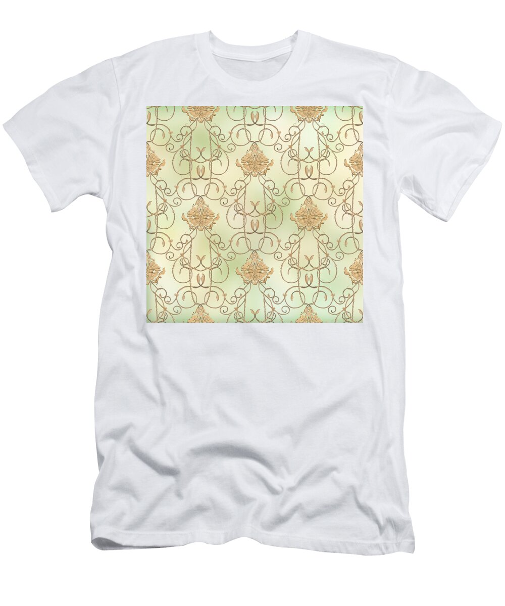 Softly Summer French Parisian Apartment Damask Mint Audrey Jeanne Roberts T-Shirt