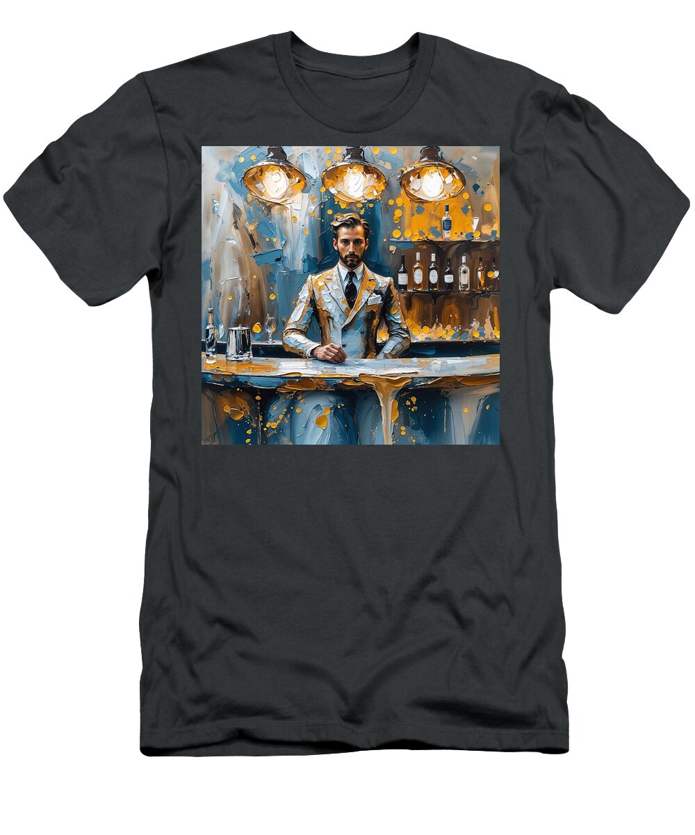 Sophisticated Bartender in Vibrant Bar Gull G T-Shirt