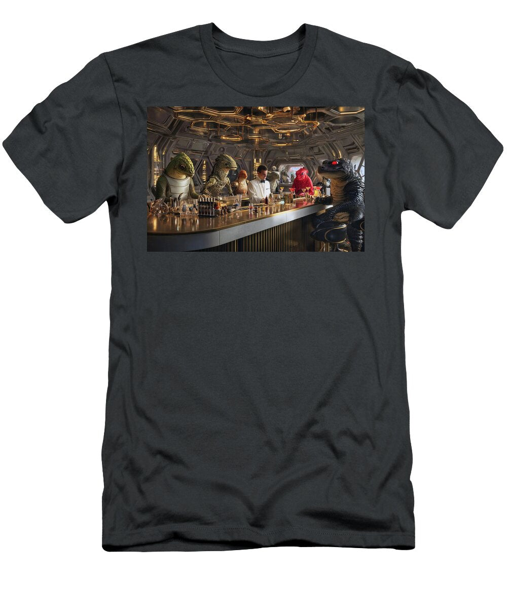 Space Aliens Sitting At Futuristic Bar Garry Gay T-Shirt