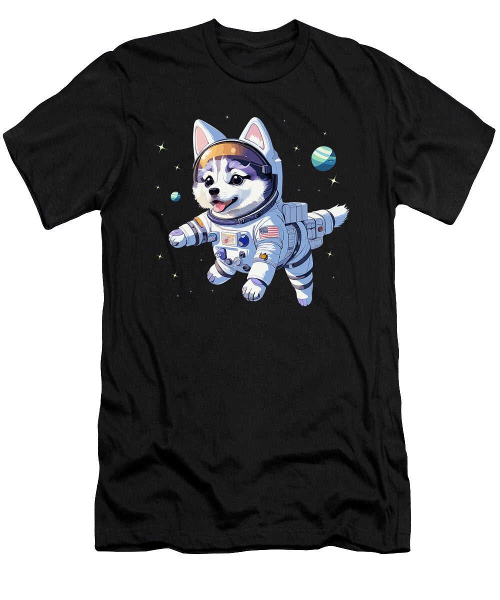 Space Dog Siberian Husky Cute Puppy Astronaut Natalie Lidford T-Shirt