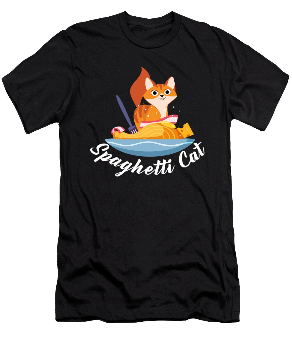Spaghetti Cat Pasta Food Italy Moon T-Shirt