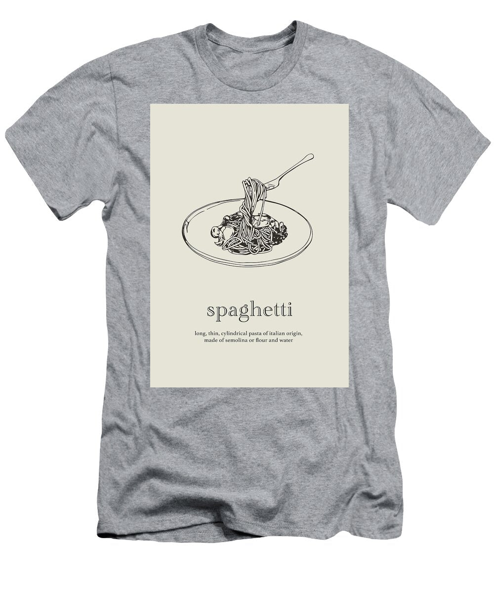 Spaghetti Pasta Kitchen Hand Sketch Minimalist Art Design Turnpike T-Shirt
