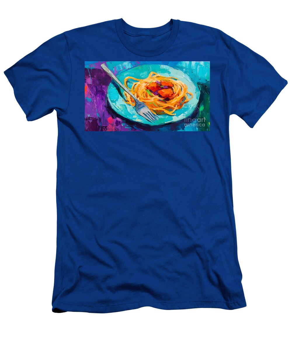 Spaghetti Symphony a Colorful Feast with Bold Dynamic Energy Olfactoart Studio T-Shirt