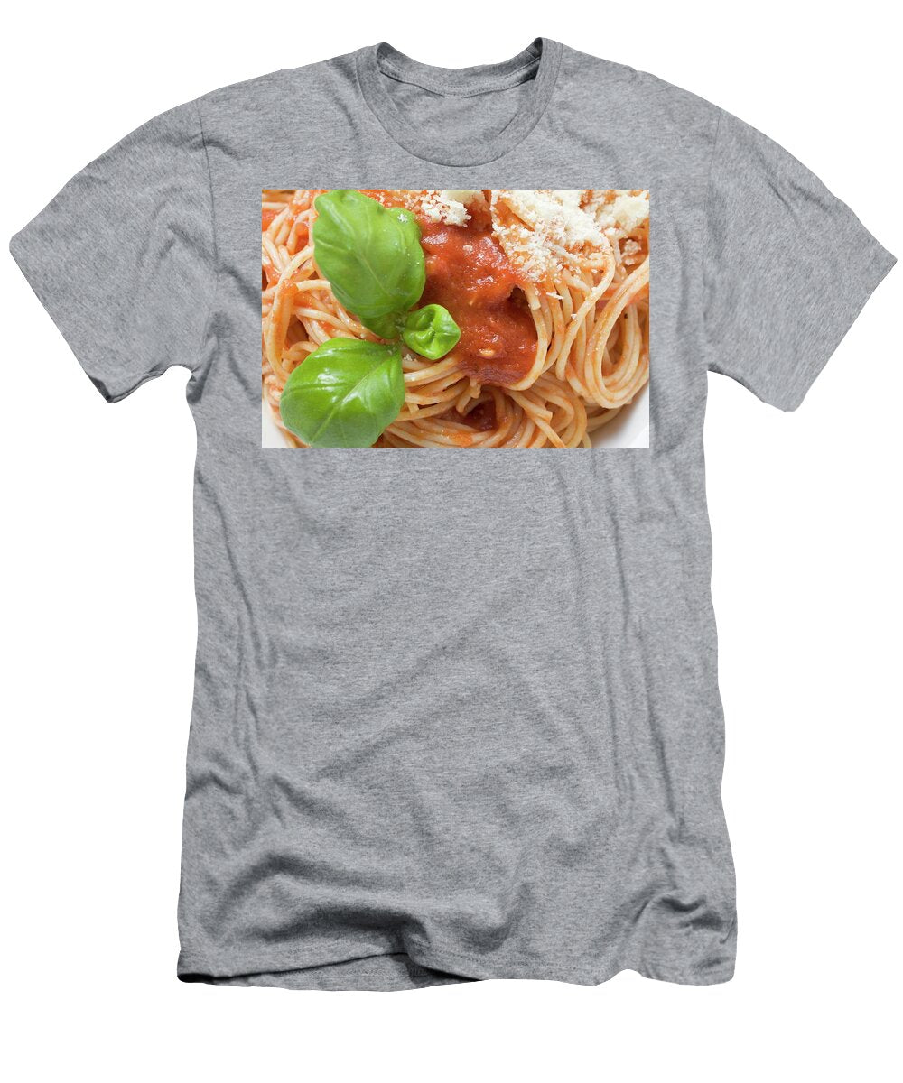 Spaghetti with Tomato Sauce Basil and Parmesan Close Up Foodcollection T-Shirt